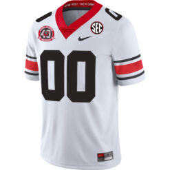 Alternative view of Custom Georgia Bulldogs Football White 40th NC Anniversary Jersey w/ SEC Patch - All Stitched