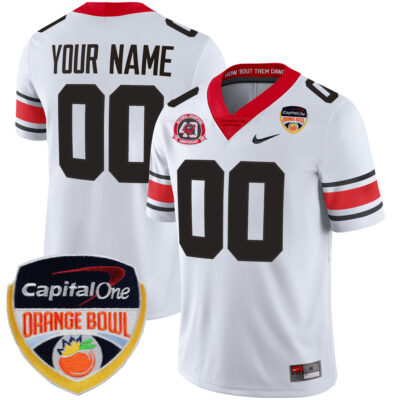 Custom Georgia Bulldogs Football Orange Bowl White 40th NC Anniversary Jersey - All Stitched