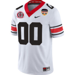 Alternative view of Custom Georgia Bulldogs Football Orange Bowl White 40th NC Anniversary Jersey - All Stitched