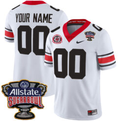 Custom Georgia Bulldogs Football Sugar Bowl White 40th NC Anniversary Jersey - All Stitched