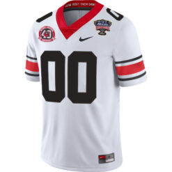 Alternative view of Custom Georgia Bulldogs Football Sugar Bowl White 40th NC Anniversary Jersey - All Stitched