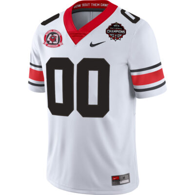 Alternative view of Custom Georgia Bulldogs Football CFP National Championship White 40th NC Anniversary Jersey - All Stitched
