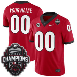 Custom Georgia Bulldogs Football Back2Back CFP National Championship Red Game Jersey - All Stitched