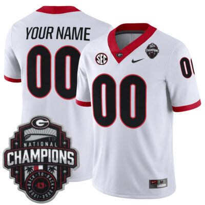 Custom Georgia Bulldogs Football Back2Back CFP National Championship White Game Jersey - All Stitched