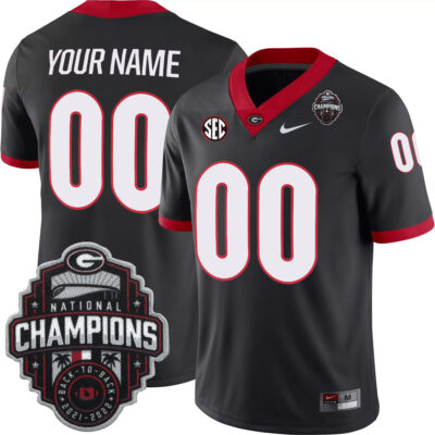 Custom Georgia Bulldogs Football Back2Back CFP National Championship Black Game Jersey - All Stitched