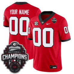 Custom Georgia Bulldogs Football Back2Back CFP National Championship Red Home Game Jersey - All Stitched