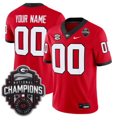 Custom Georgia Bulldogs Football Back2Back CFP National Championship Red Home Game Jersey - All Stitched