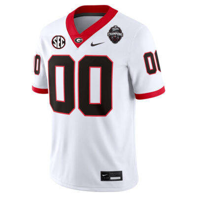Alternative view of Custom Georgia Bulldogs Football Back2Back CFP National Championship White Away Game Jersey - All Stitched