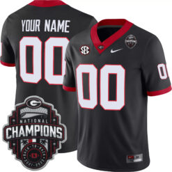 Custom Georgia Bulldogs Football Back2Back CFP National Championship Black Alternate Game Jersey - All Stitched