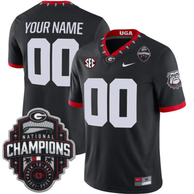 Custom Georgia Bulldogs Football Back2Back CFP National Championship Black 1981 Throwback Jersey - All Stitched