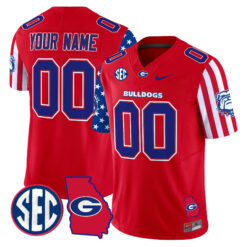 Custom Georgia Bulldogs Football American Style Red Jersey - All Stitched