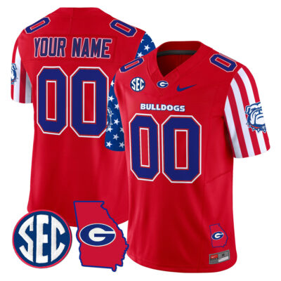 Custom Georgia Bulldogs Football American Style Red Jersey - All Stitched