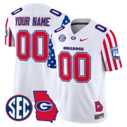 Custom Georgia Bulldogs Football American Style White Jersey - All Stitched