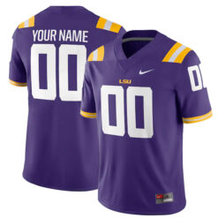 Custom LSU Tigers Football Purple Game Jersey - All Stitched