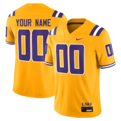 Custom LSU Tigers Football Gold Alternate Game Jersey - All Stitched