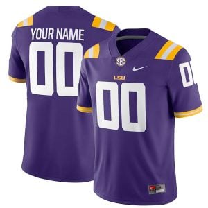 Custom LSU Tigers Football Purple Game Jersey w/ SEC Patch - All Stitched