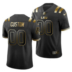 Custom LSU Tigers Football Black Gold Jersey w/ SEC Patch - All Stitched