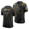 Custom LSU Tigers Football Peach Bowl Black Gold Jersey - All Stitched