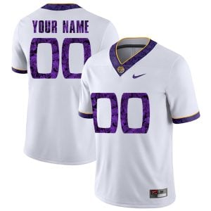 Custom LSU Tigers Football 2018 Silent Season White Jersey - All Stitched