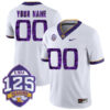 Custom LSU Tigers Football 2018 Silent Season White Jersey w/ 125th Season Patch - All Stitched