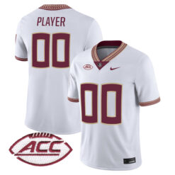 Custom Florida State Seminoles Football White Away Jersey w/ ACC Patch - All Stitched