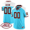 Custom Florida State Seminoles Football Alternate Turquoise Blue Jersey w/ ACC Patch - All Stitched