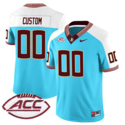 Custom Florida State Seminoles Football Alternate Turquoise Blue Jersey w/ ACC Patch - All Stitched