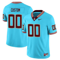 Custom Florida State Seminoles Football Turquoise Blue Jersey - All Stitched
