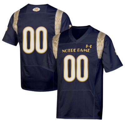 Custom Notre Dame Fighting Irish Football Navy Gold Jersey - All Stitched