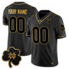 Custom Notre Dame Fighting Irish Football Black Gold Jersey - All Stitched