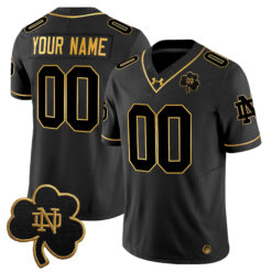 Custom Notre Dame Fighting Irish Football Black Gold Jersey - All Stitched
