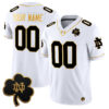 Custom Notre Dame Fighting Irish Football White Gold Jersey - All Stitched