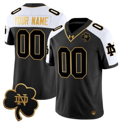 Custom Notre Dame Fighting Irish Football Alternate Black Gold Jersey - All Stitched