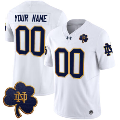 Custom Notre Dame Fighting Irish Football White Vapor F.U.S.E Limited Jersey - All Stitched