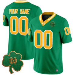 Custom Notre Dame Fighting Irish Football Alternate Green Throwback Vapor F.U.S.E Limited Jersey - All Stitched