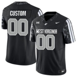 Custom West Virginia Mountaineers Football Black Coal Rush Jersey w/ XII Patch - All Stitched