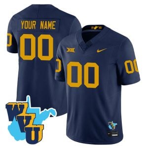 Custom West Virginia Mountaineers Football 1965 Navy Throwback Jersey - All Stitched