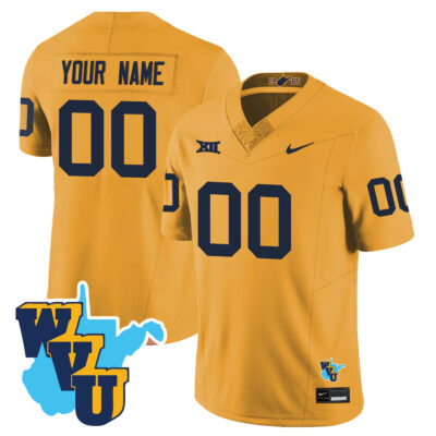 Custom West Virginia Mountaineers Football 1965 Gold Throwback Jersey - All Stitched