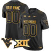 Custom West Virginia Mountaineers Football Black Gold Jersey - All Stitched