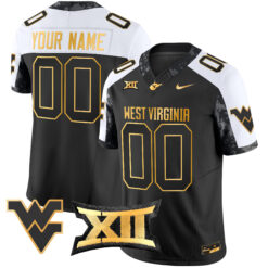 Custom West Virginia Mountaineers Football Alternate Black Gold Jersey - All Stitched