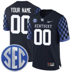 Custom Kentucky Wildcats Football Black Alternate Jersey w/ SEC Patch - All Stitched