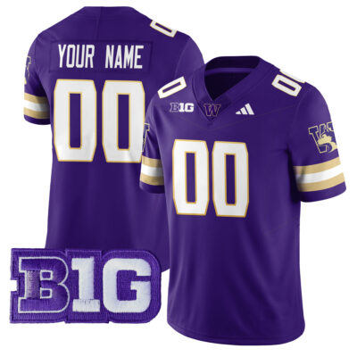 Custom Washington Huskies Football Purple Vapor F.U.S.E Limited Jersey w/ B1G Patch - All Stitched