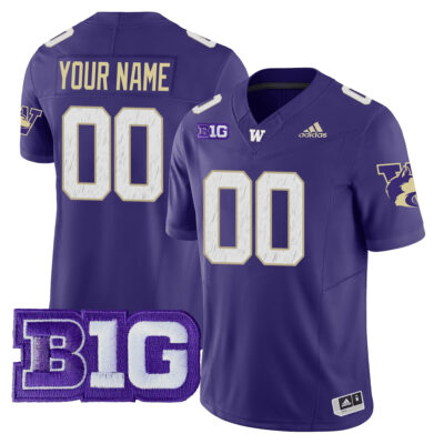 Custom Washington Huskies Football Purple Limited Jersey w/ B1G Patch - All Stitched