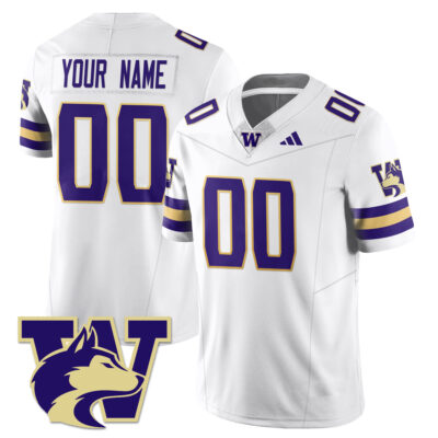 Custom Washington Huskies Football White Vapor F.U.S.E Limited Jersey - All Stitched
