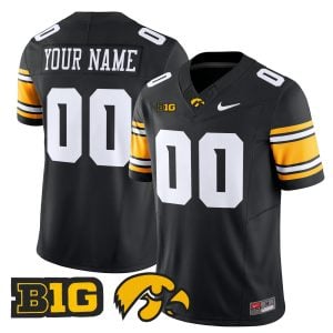 Custom Iowa Hawkeyes Football Black Vapor F.U.S.E Limited Jersey w/ B1G Patch - All Stitched