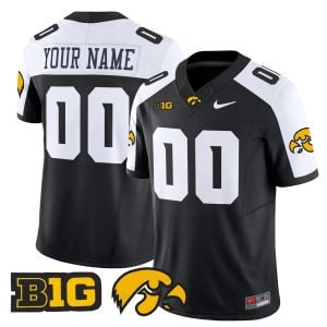 Custom Iowa Hawkeyes Football Alternate Black Vapor F.U.S.E Limited Jersey w/ B1G Patch - All Stitched