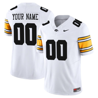 Custom Iowa Hawkeyes Football White Vapor F.U.S.E Limited Jersey - All Stitched