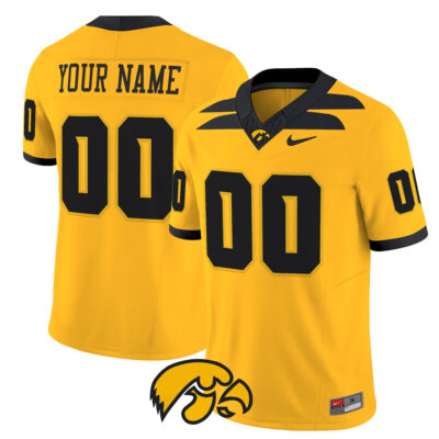 Custom Iowa Hawkeyes Football Gold Vapor F.U.S.E Limited Jersey - All Stitched