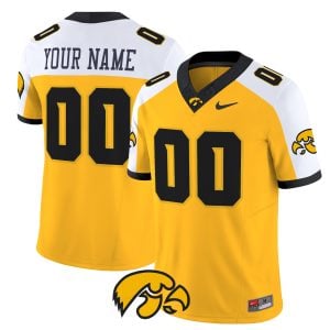 Custom Iowa Hawkeyes Football Alternate Gold Vapor F.U.S.E Limited Jersey - All Stitched