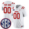 Custom Ole Miss Rebels Football White Away Limited Jersey w/ SEC Patch - All Stitched